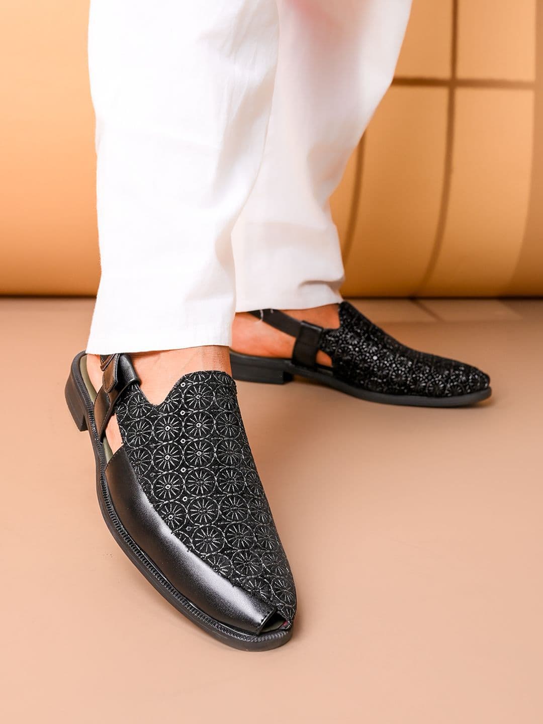 House of Pataudi Men Embroidered Shoe-Style Sandals - view 1