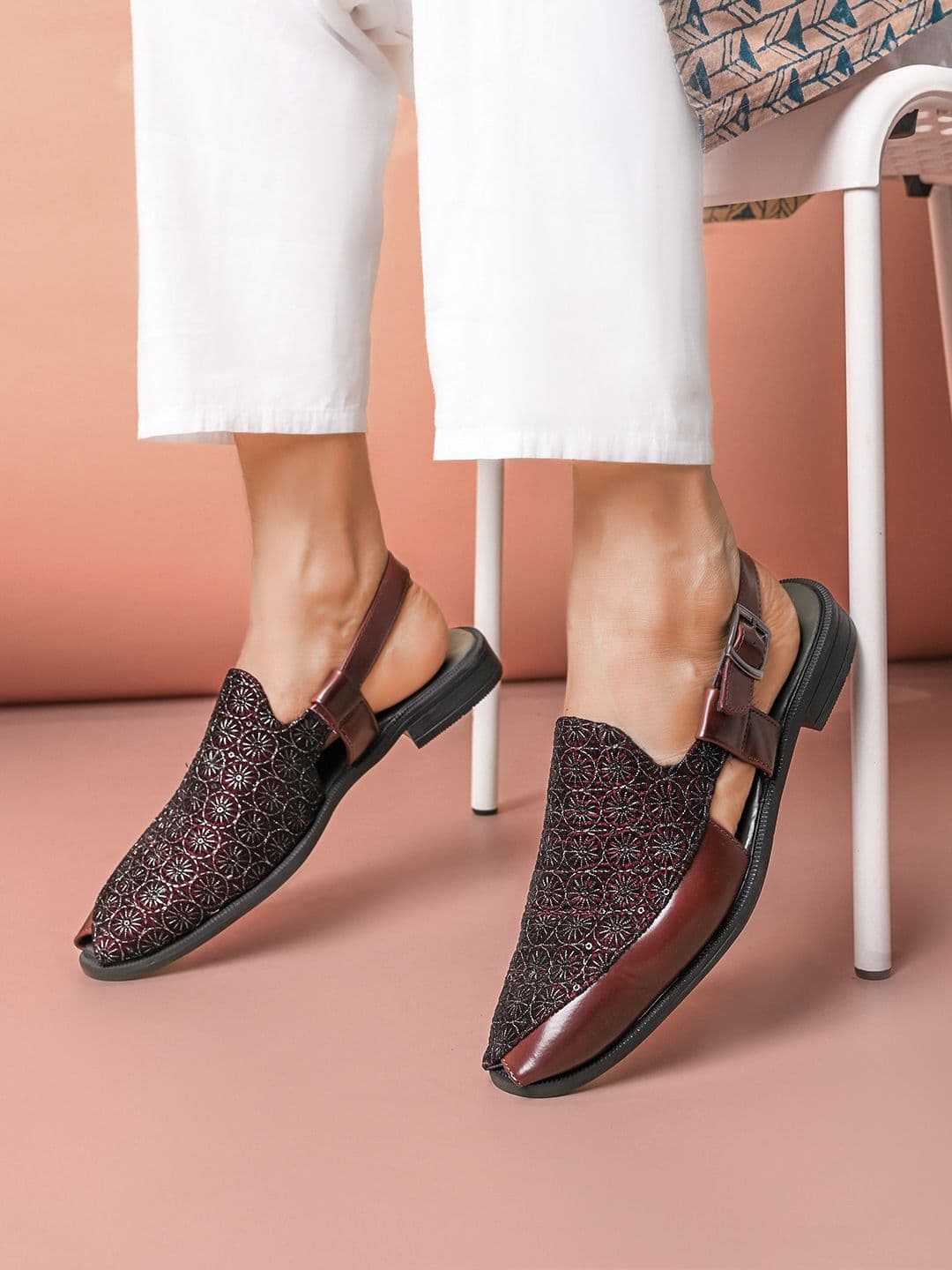House of Pataudi Men Embroidered Shoe Style Sandals - view 1