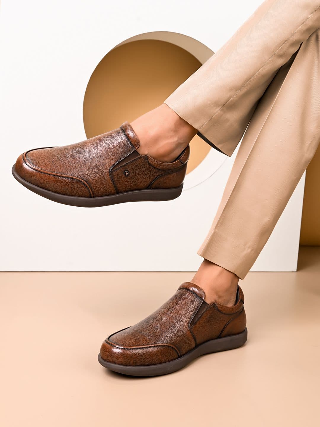 San Frissco Men Leather Textured Formal Slip-Ons - view 1