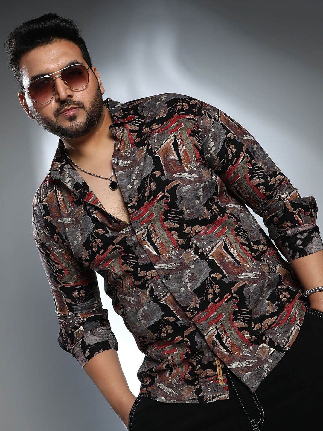 Instafab Plus Size Men Comfort Abstract Printed Casual Shirt - view 1