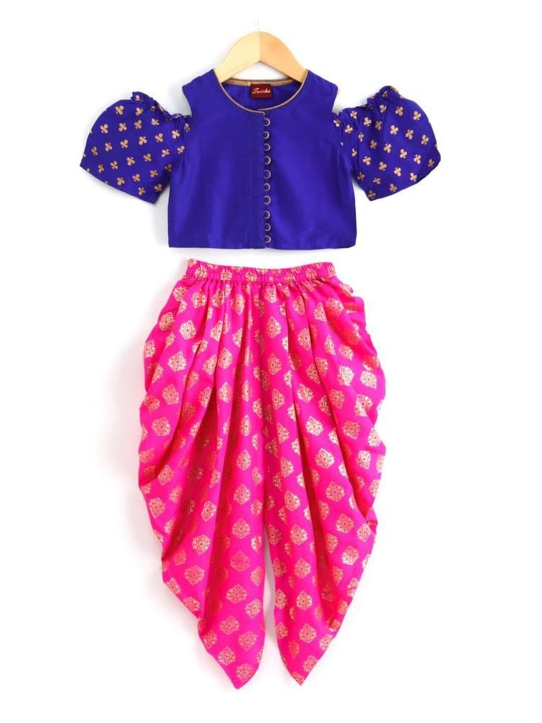 Twisha Girls Printed Round Neck Top with Dhoti Pants - view 1