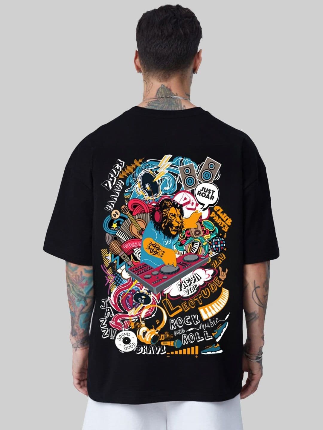 Leotude Men Graphic Printed Round Neck Cotton Relaxed Fit T-shirt - view 1