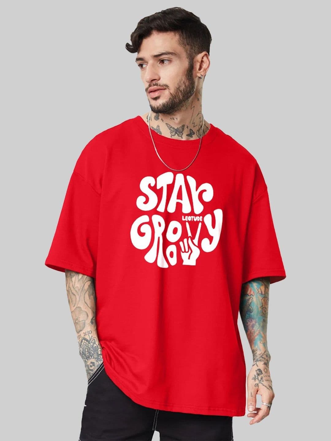 Leotude Men TYpography Printed Round Neck Cotton Relaxed Fit T-shirt - view 1
