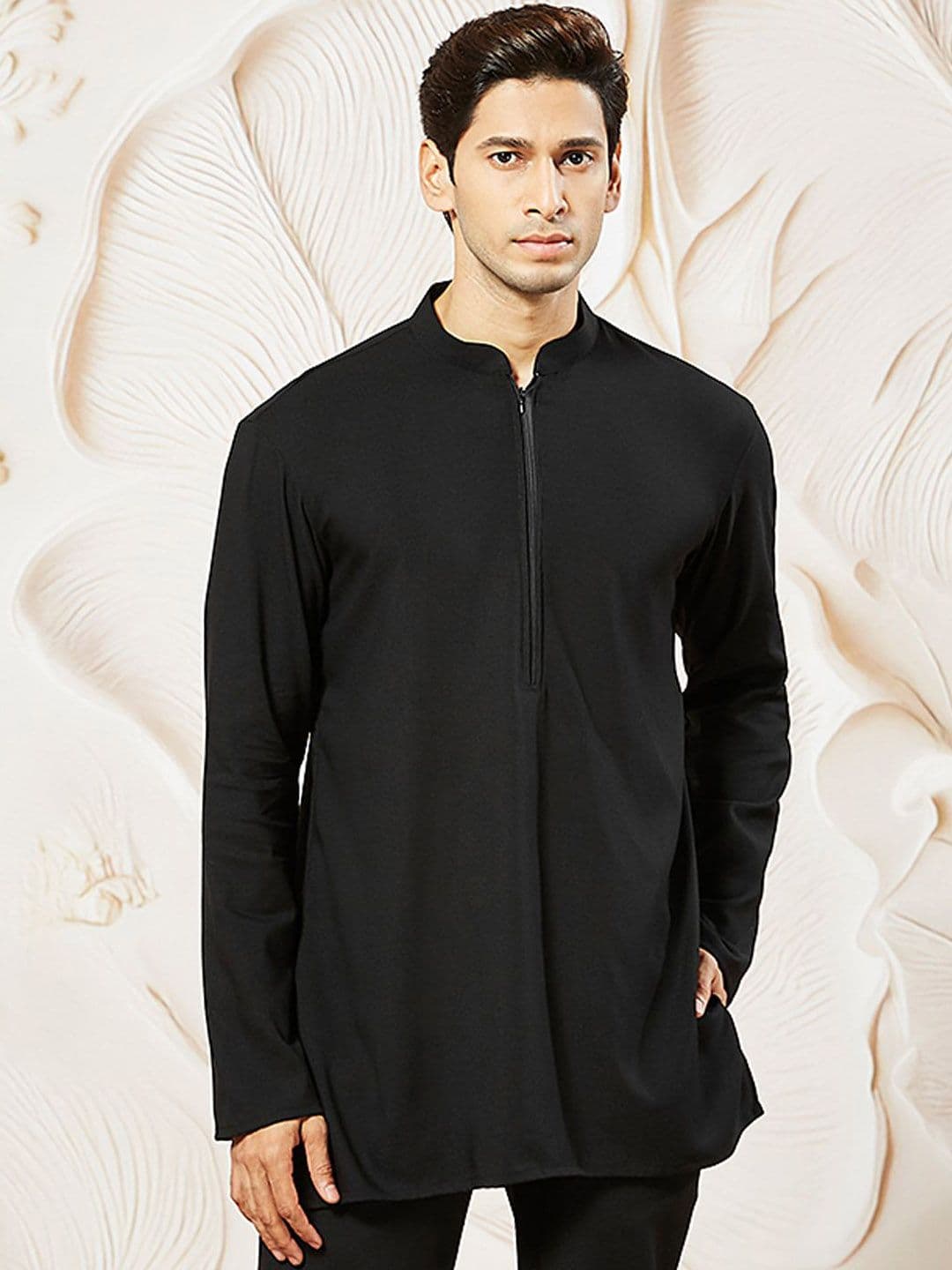 VASTRAMAY Mandarin Collar Long Sleeves Straight Kurta - view 1