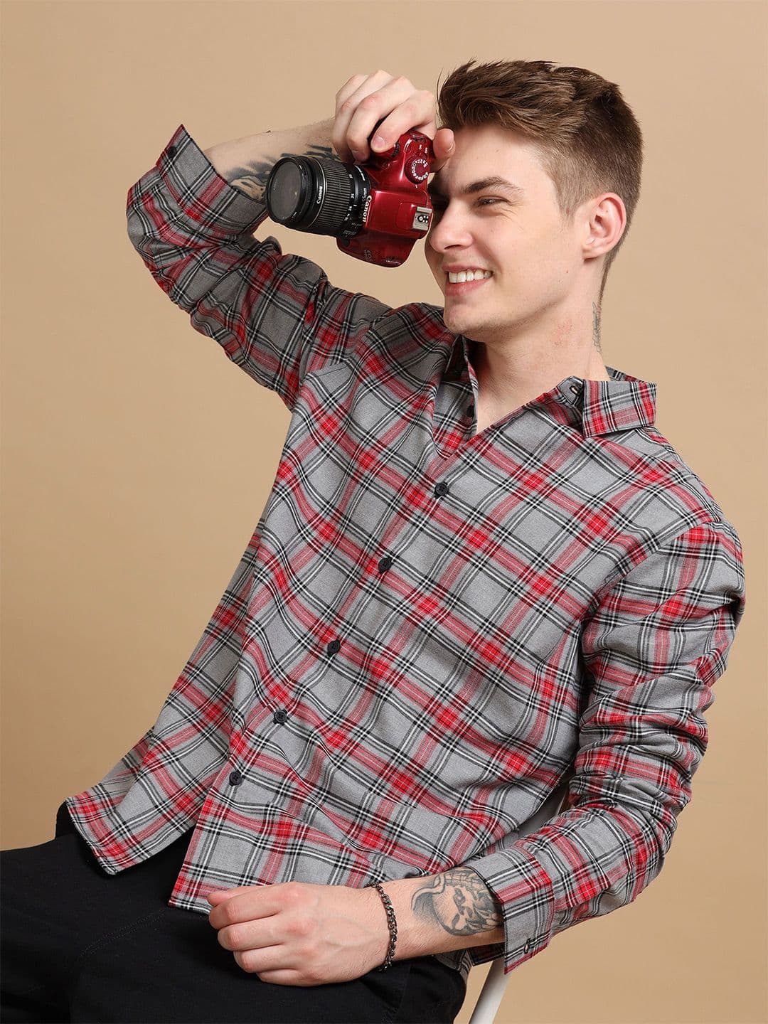 StitchX Men Full Sleeve Checkered Polycotton Spread Collar Casual Shirt - view 1