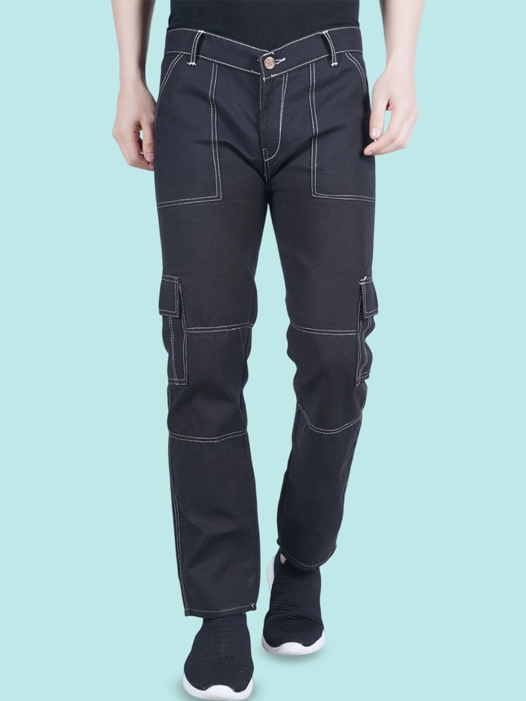 LINARIA Men Classic Mid-Rise Cargo Styles Denim Jeans - view 1