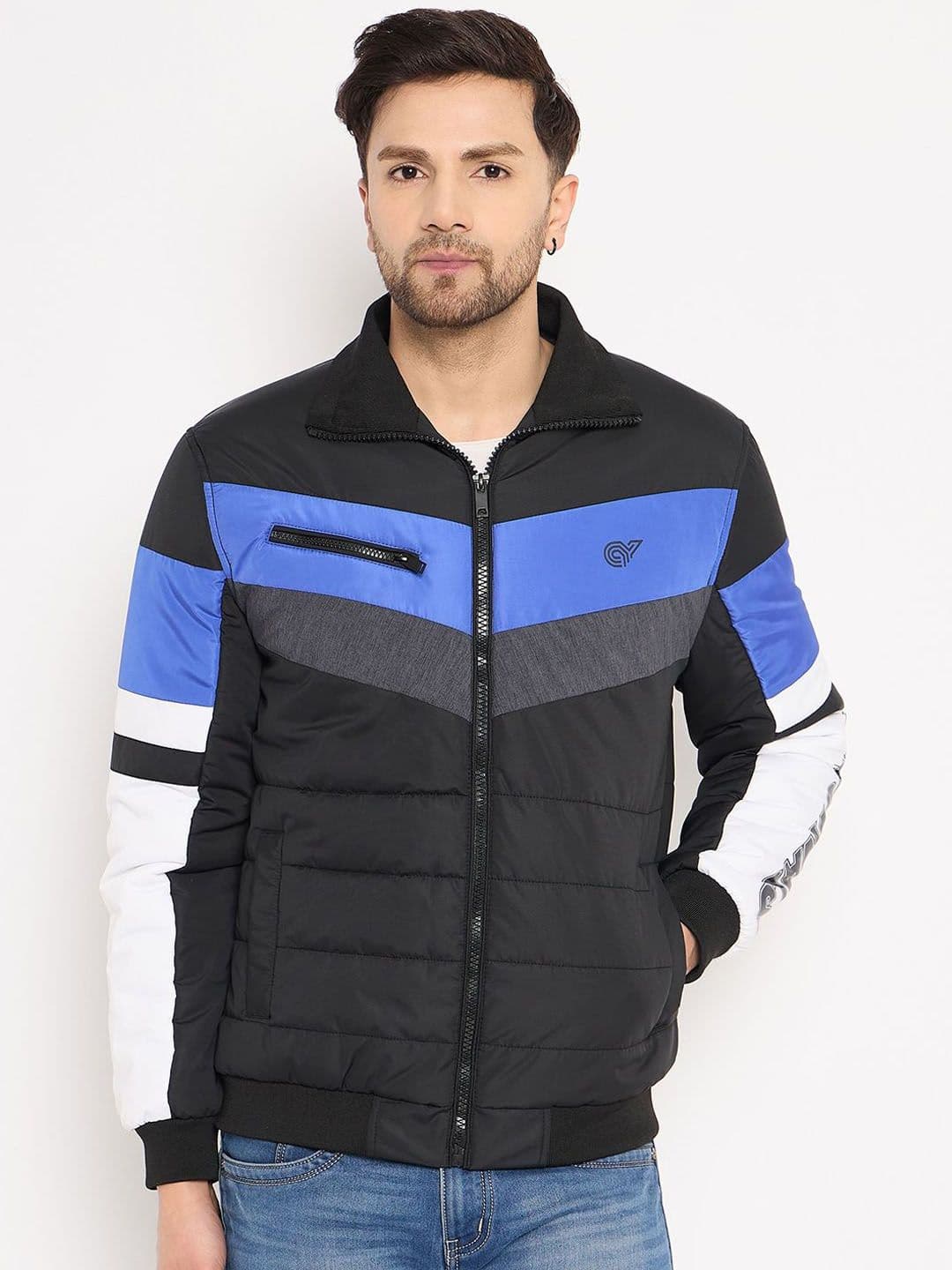 Club York Men Mock Collar Colourblocked Casual Puffer Lightweight Jacket - view 1