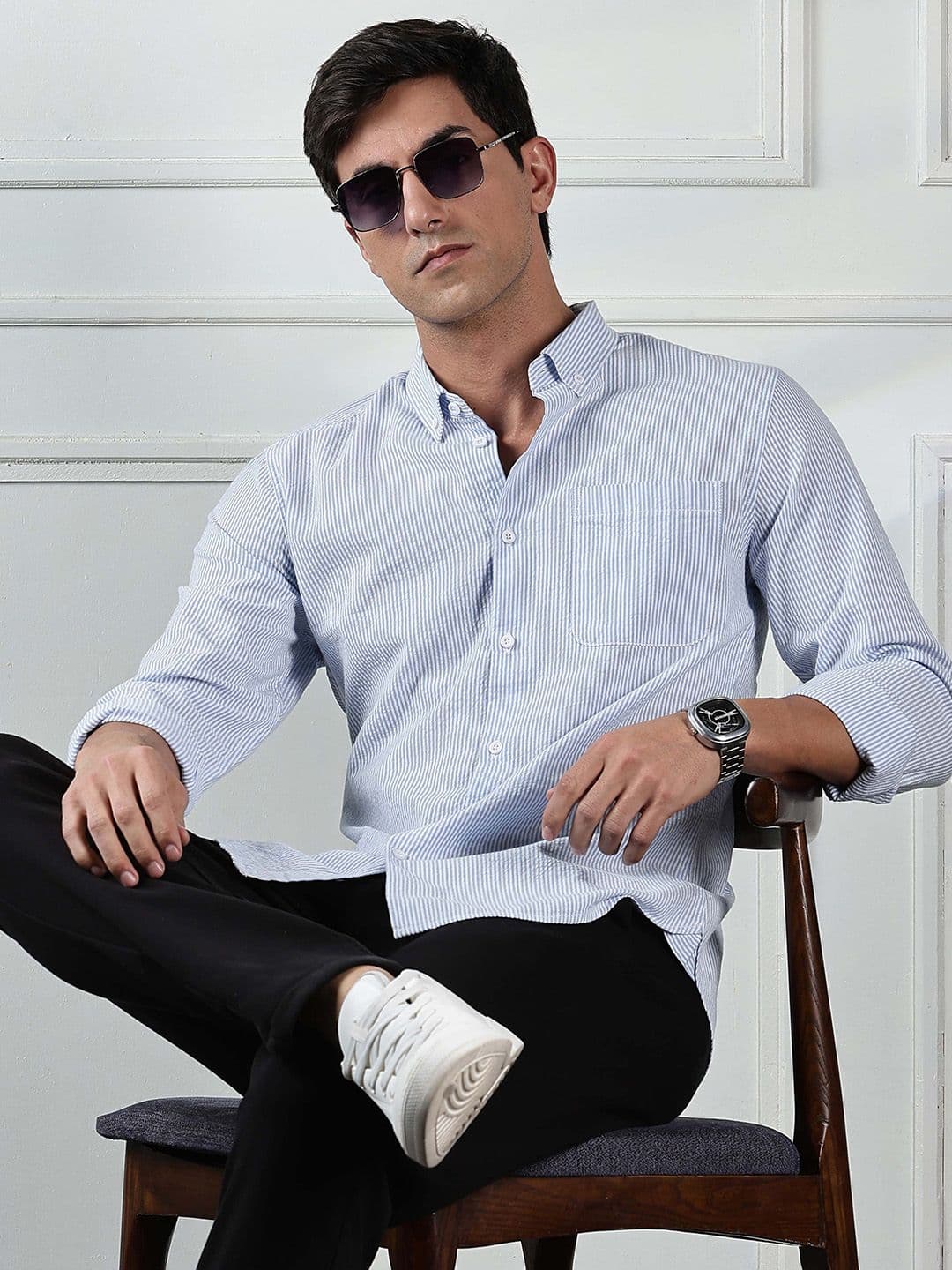 HERE&NOW Men Slim Fit Opaque Striped Casual Shirt - view 1