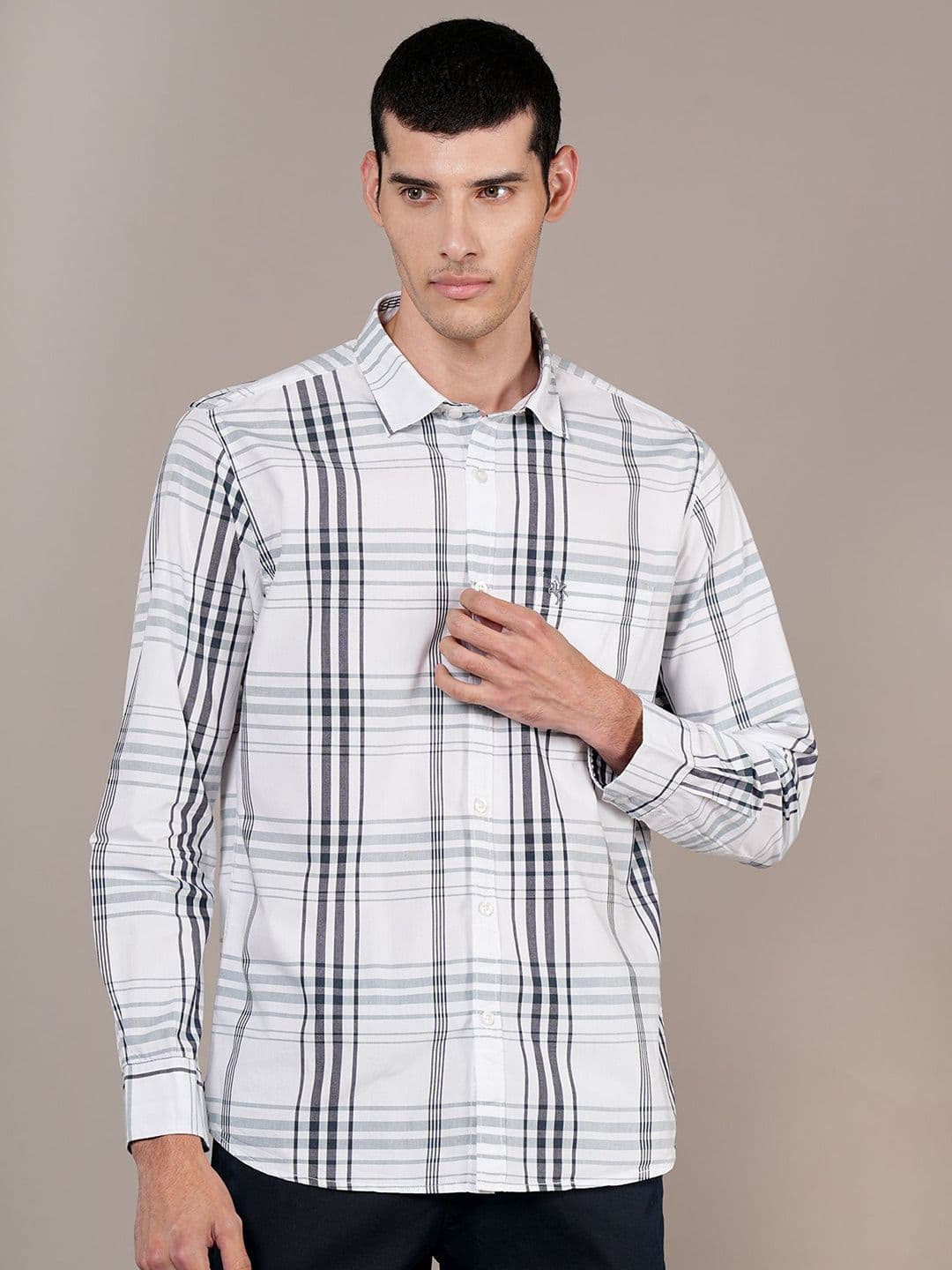Cantabil Men Spread Collar Tartan Checked Cotton Casual Shirt - view 1