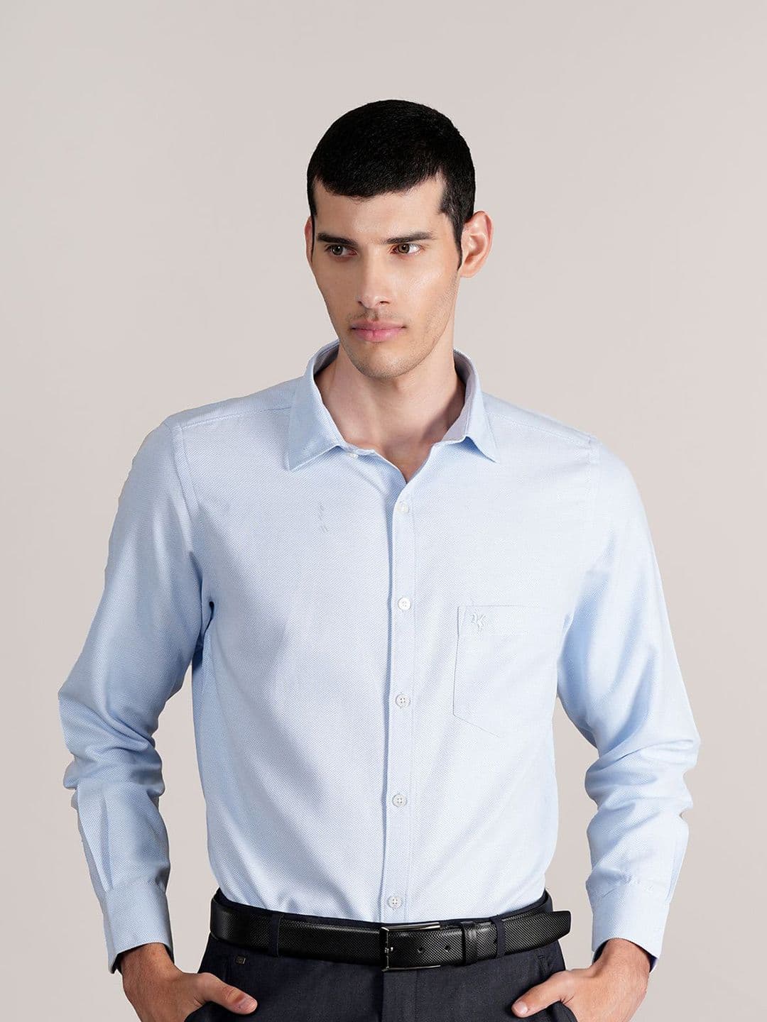 Cantabil Men Spread Collar Solid Cotton Formal Shirt - view 1