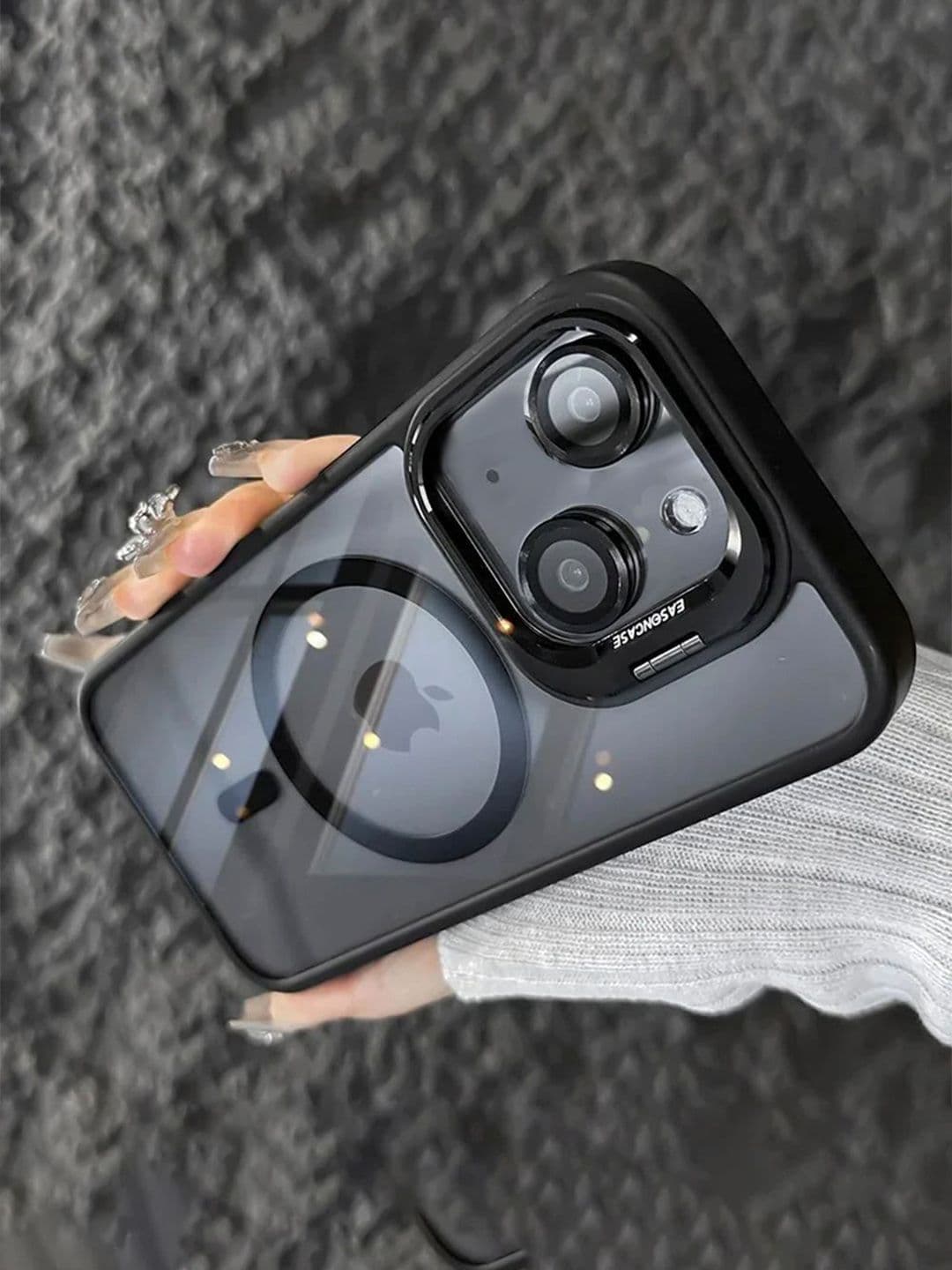 Luxury Kase Solid LK174 Magnetic Mag-Safe Stand Lens Protector iPhone 15 Plus Back Case - view 1