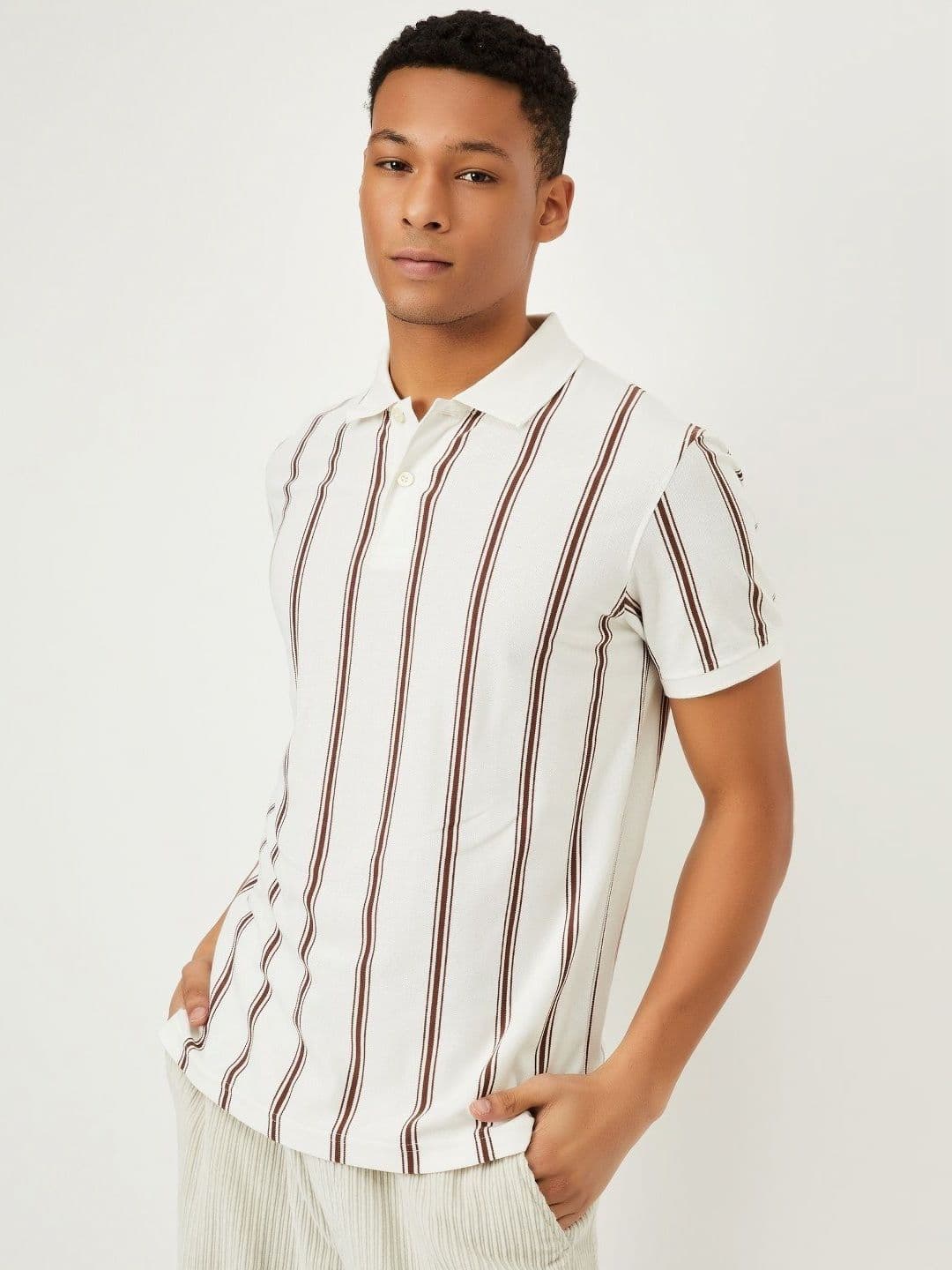 max Men Striped Polo Collar Cotton T-shirt - view 1