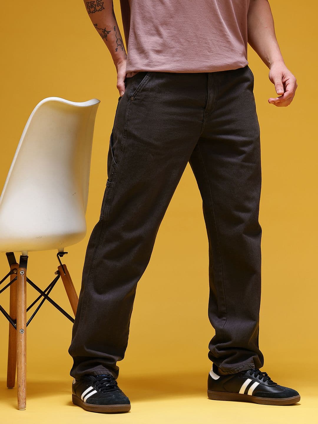 HERE&NOW Men Mid-Rise Pure Cotton Cargo-Style Straight Fit Jeans - view 1