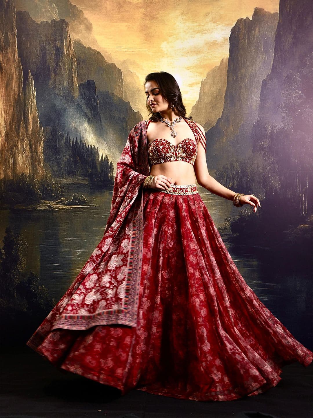Rashika Sharma Embellished Sequinned Made to Measure Lehenga & Blouse With Dupatta - view 1