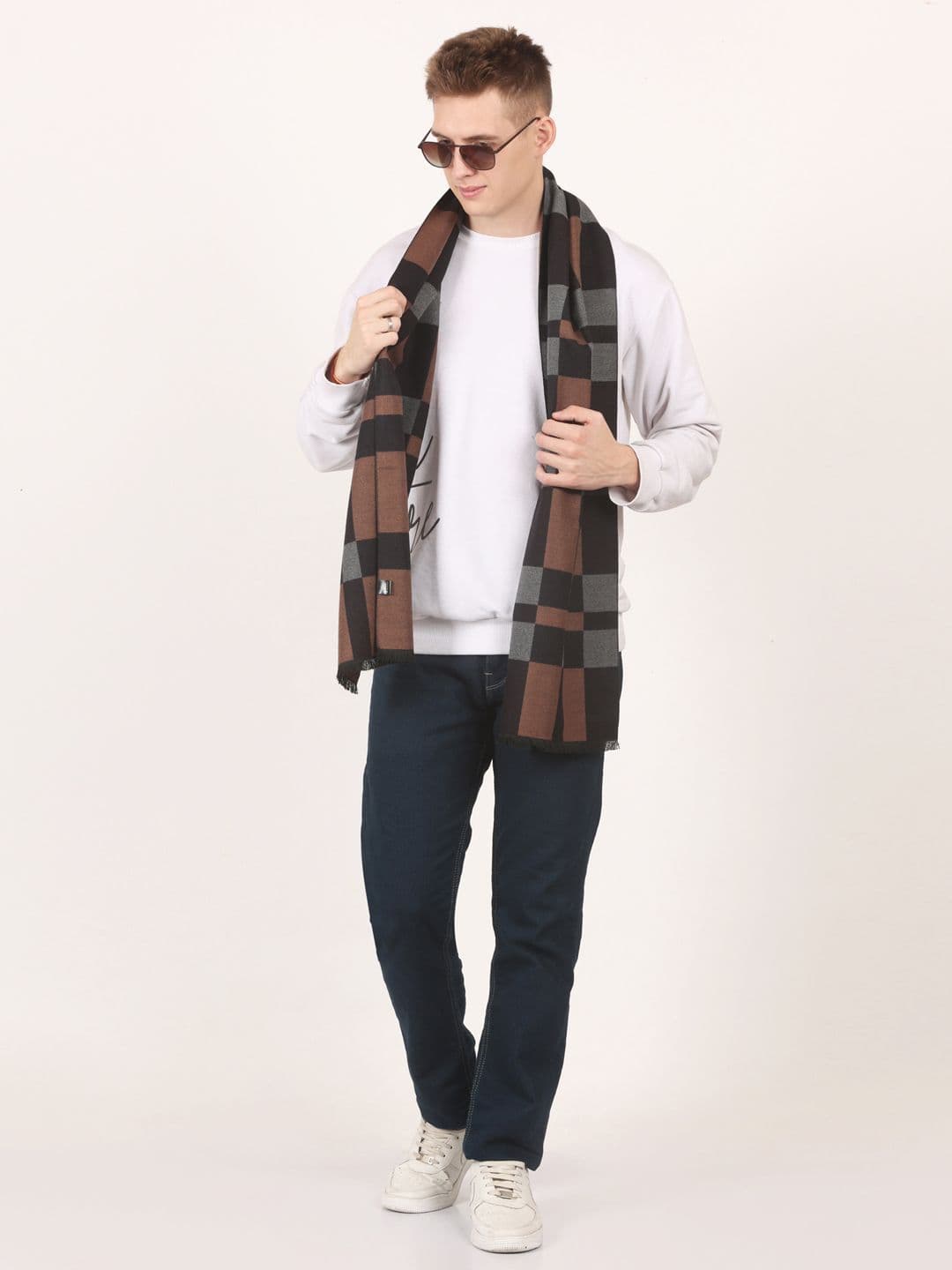Calvadoss Men Checked Acrylic Mufflers - view 1