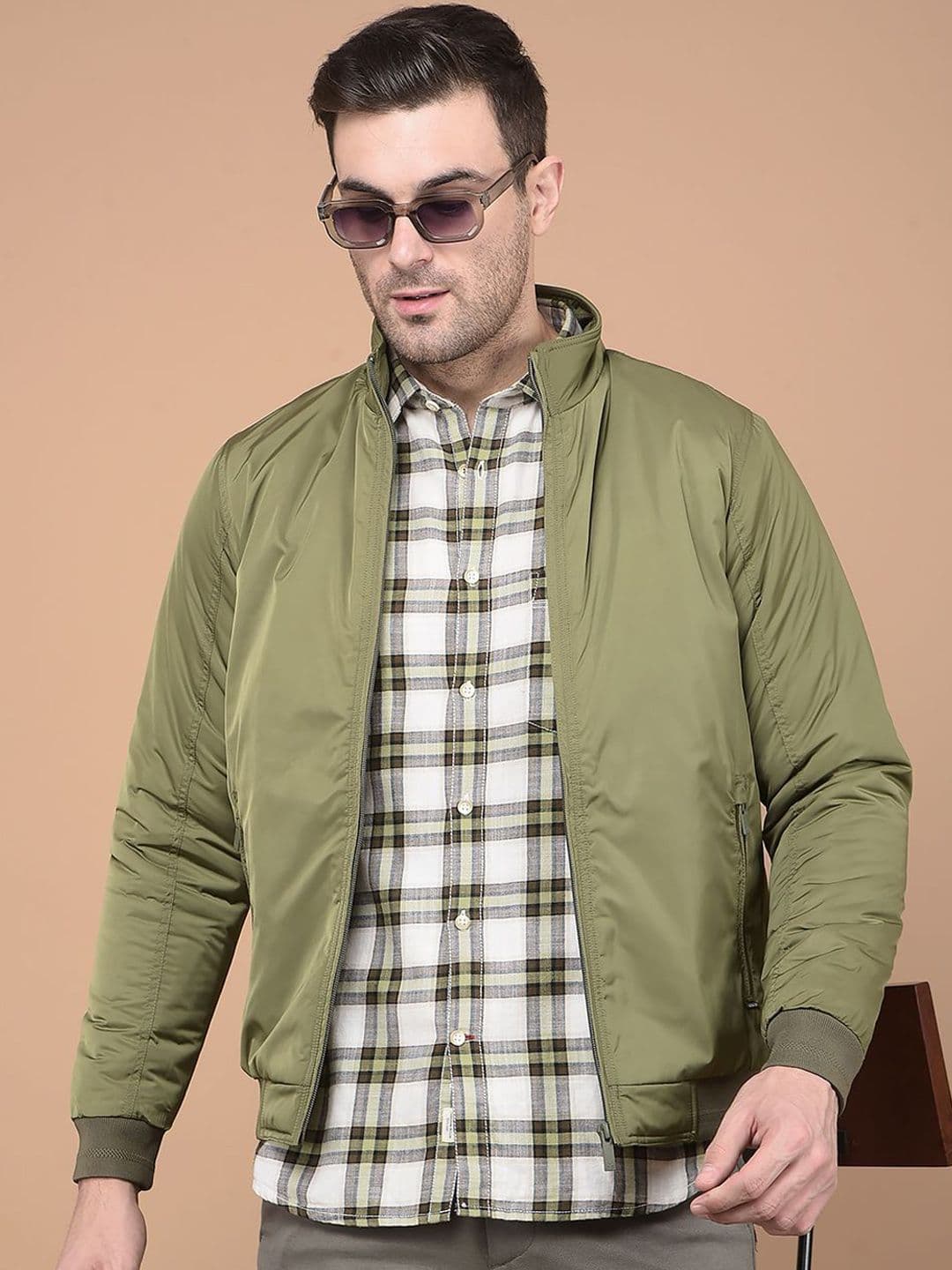 Crimsoune Club Men Mock Collar Solid Casual Bomber Lightweight Jacket - view 1