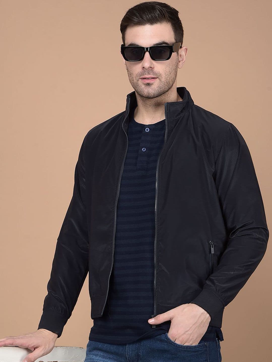 Crimsoune Club Men Mock Collar Solid Casual Lightweight Bomber Jacket - view 1