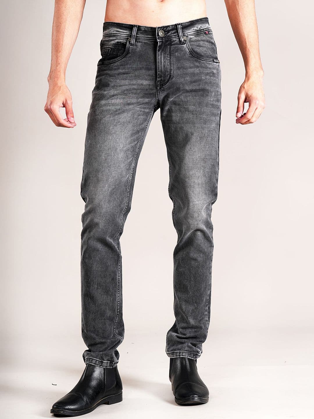 Cantabil Men Low Distress Mid-Rise Heavy Fade Stretchable Jeans - view 1