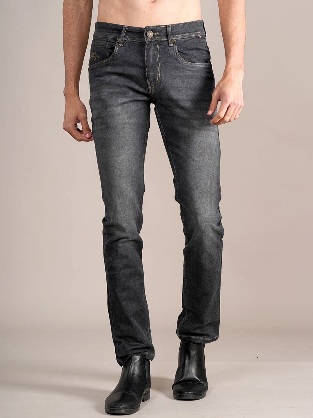 Cantabil Men Mid-Rise Light Fade Stretchable Jeans - view 1