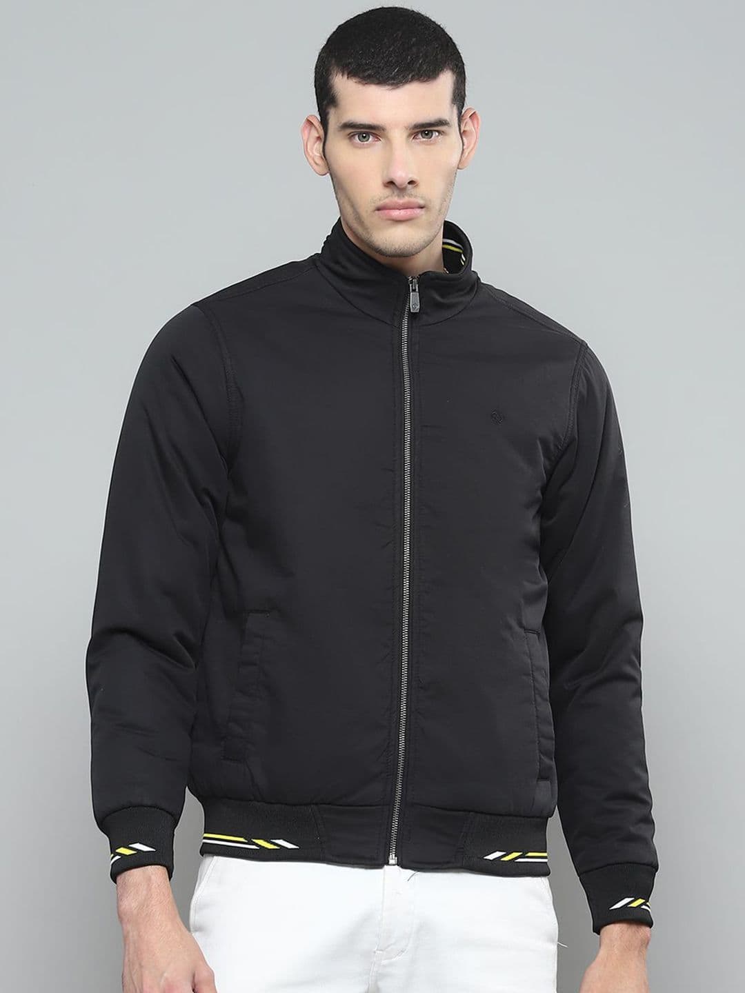 Cloak & Decker Men Mock Collar Solid Casual Bomber Lightweight Jacket - view 1