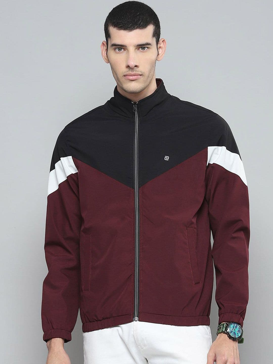 Cloak & Decker Men Mock Collar Colourblocked Casual Bomber Lightweight Jacket - view 1