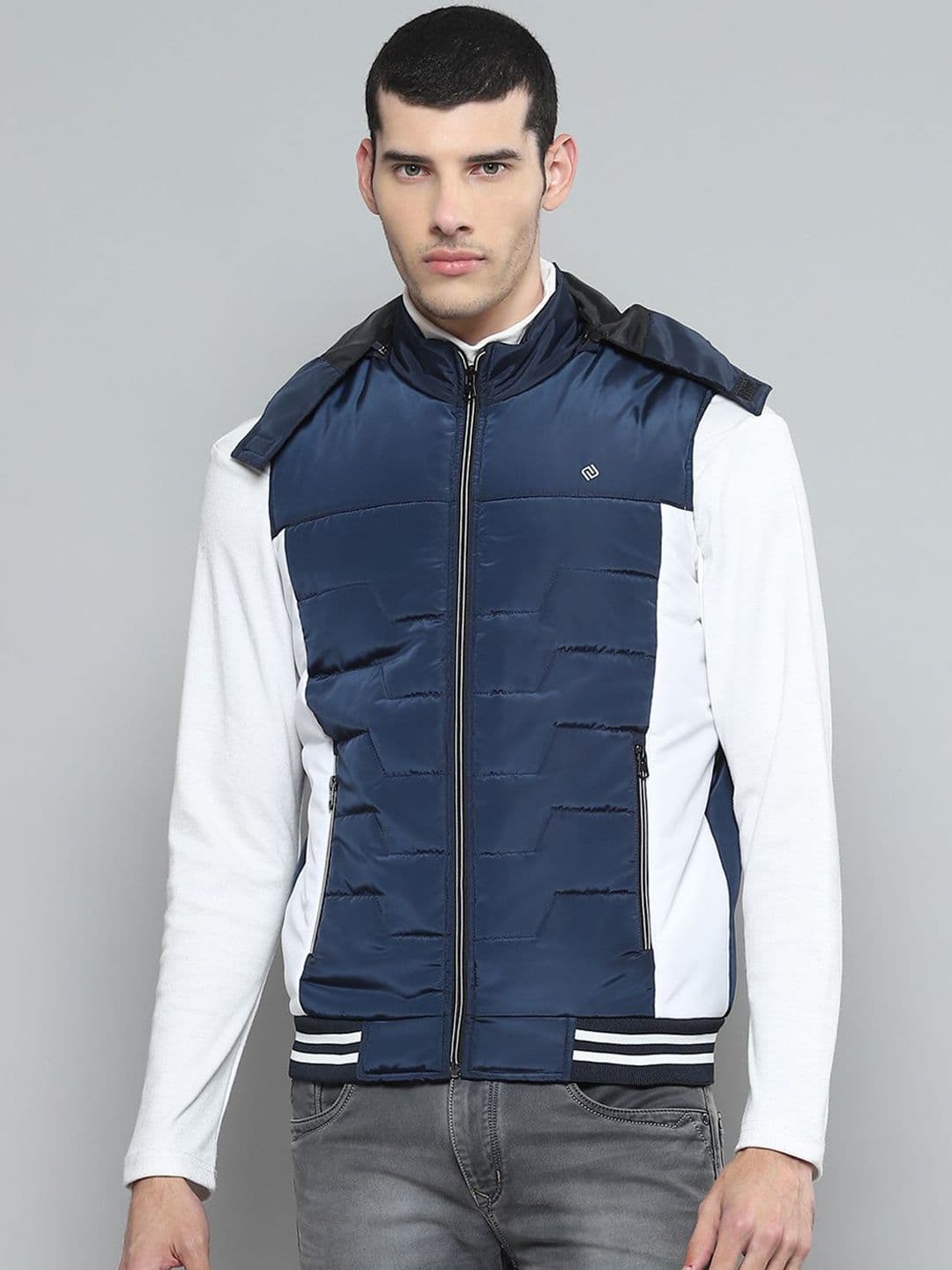 Cloak & Decker Men Hooded Colourblocked Casual Gilet Lightweight Jacket - view 1