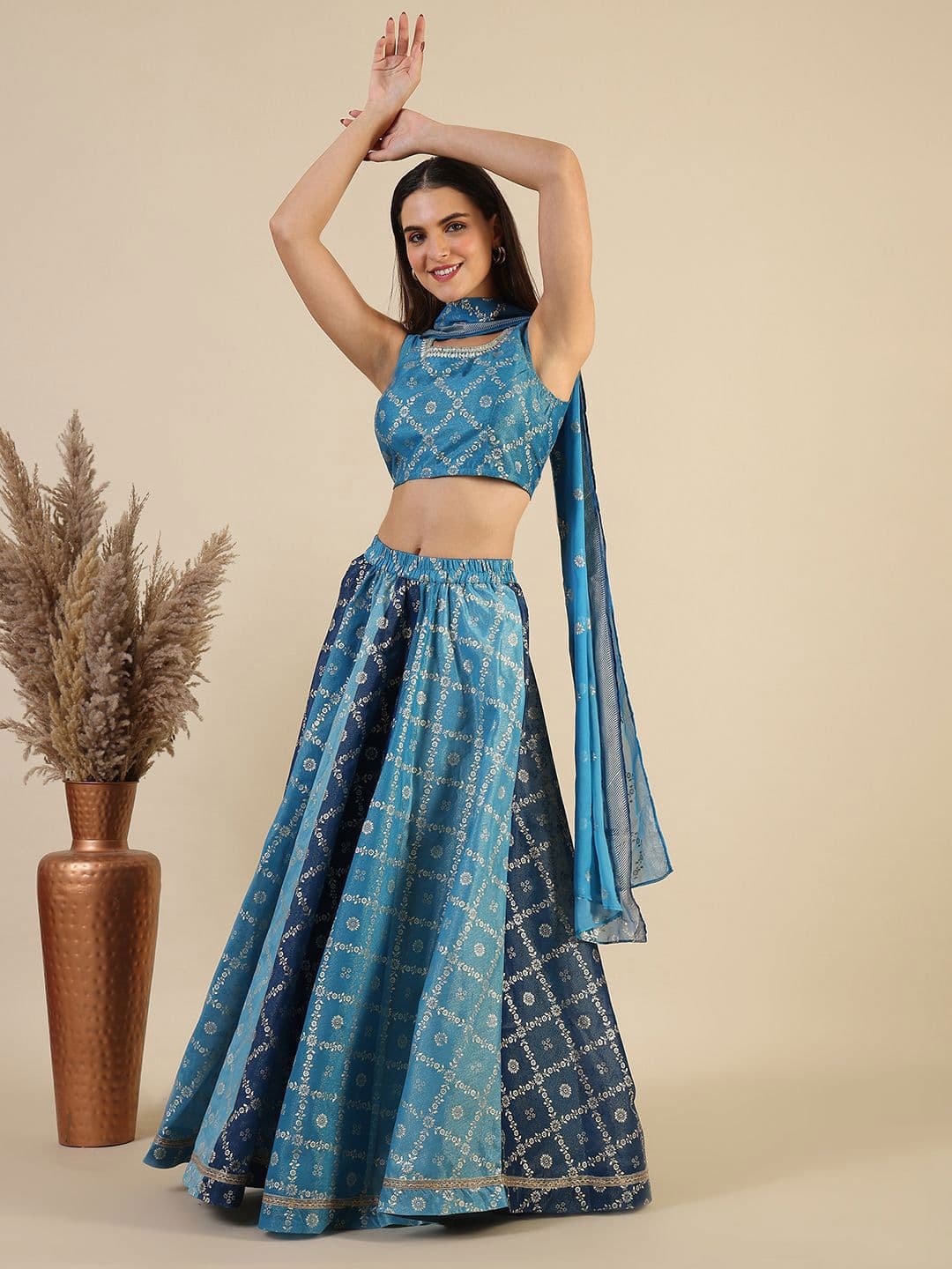 AURELIA Printed Ready to Wear Lehenga & Blouse With Dupatta - view 1