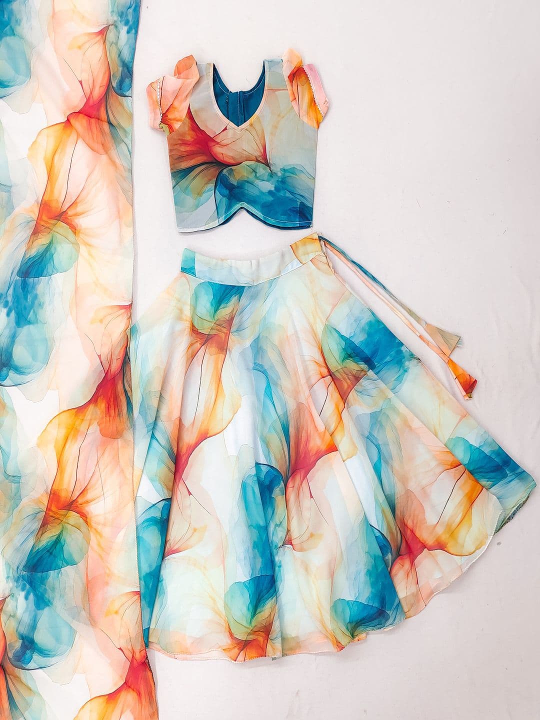 BAESD Girls Printed Ready to Wear Lehenga & Blouse With Dupatta - view 1