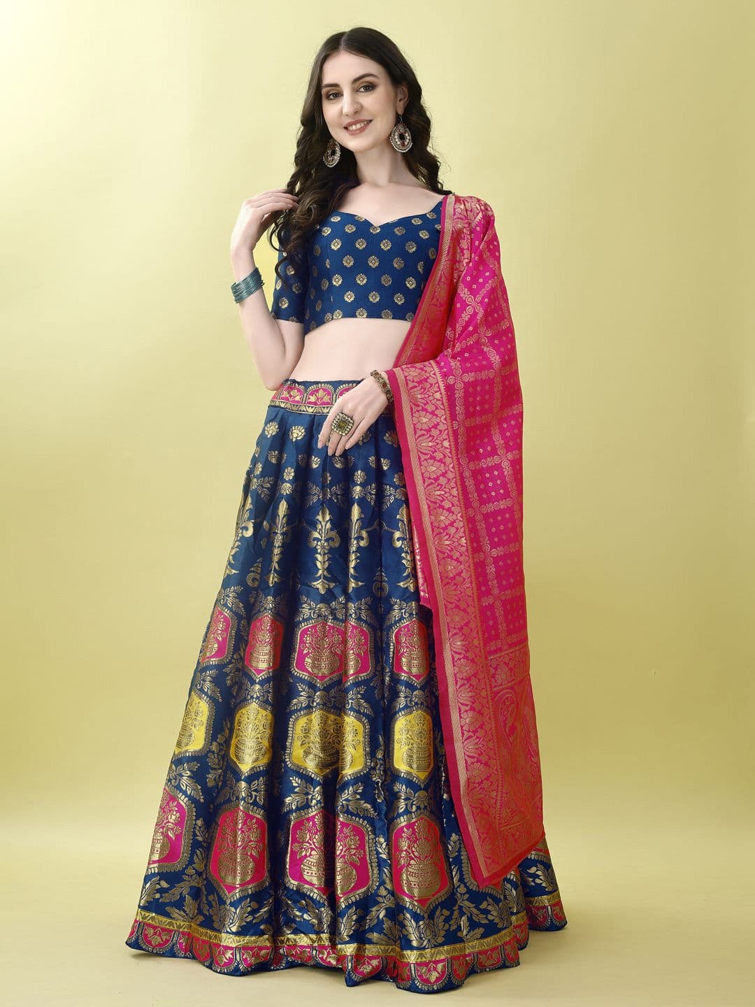 SWAMI STUDIO Ready to Wear Lehenga & Unstitched Blouse With Dupatta - view 1