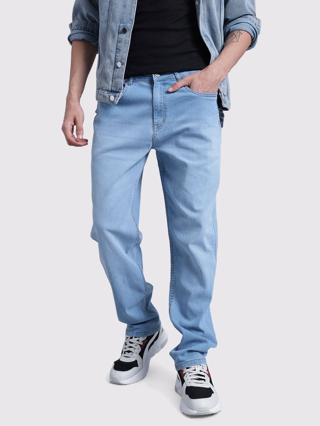 The Roadster Life Co. Men Straight Fit Mid-Rise Light Fade Stretchable Jeans - view 1