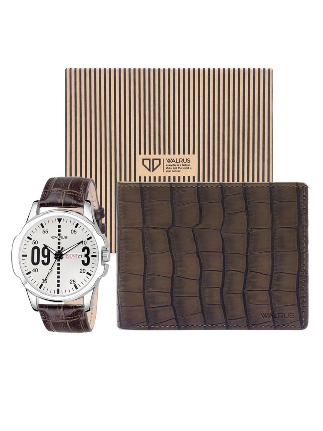 Walrus Men Accessory Gift Set of Analog Dial Watch And Vegan Wallet Comes with a box - view 1