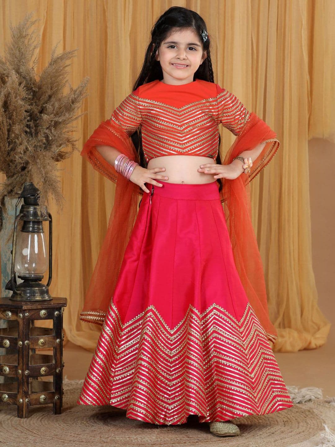 THE LITTLE CELEBS Girls Embellished Ready to Wear Lehenga & Blouse With Dupatta - view 1