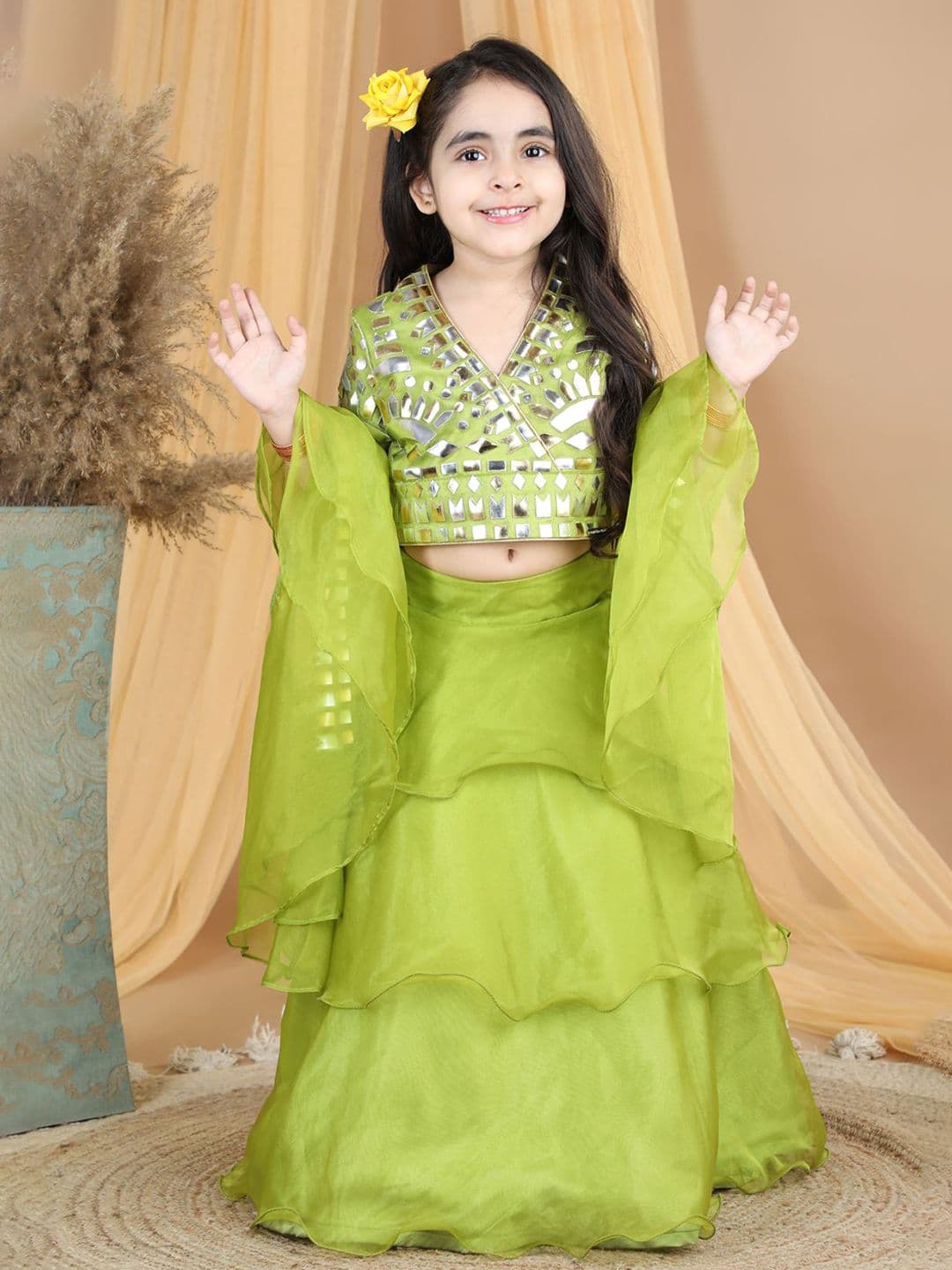 THE LITTLE CELEBS Girls Embellished Ready to Wear Lehenga & Blouse With Dupatta - view 1