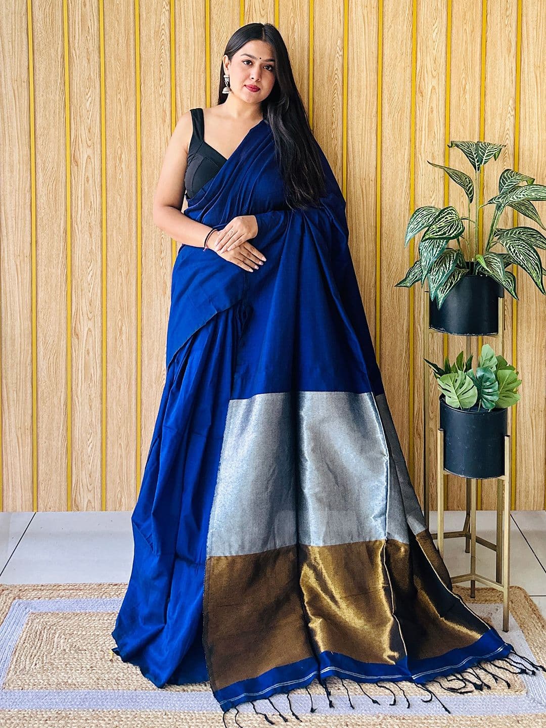 Anouk Colourblocked Pure Cotton Saree - view 1