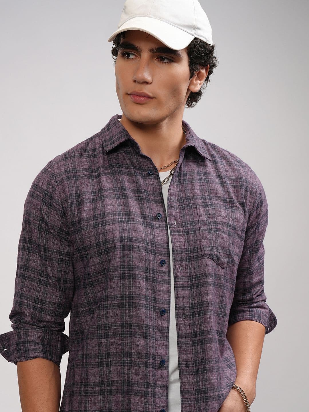 HIGHLANDER Men Herringbone Checke Casual Shirt - view 1