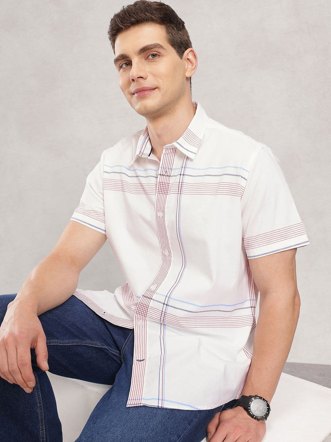 Nautica Pure Cotton Classic Fit Checked Casual Shirt - view 1