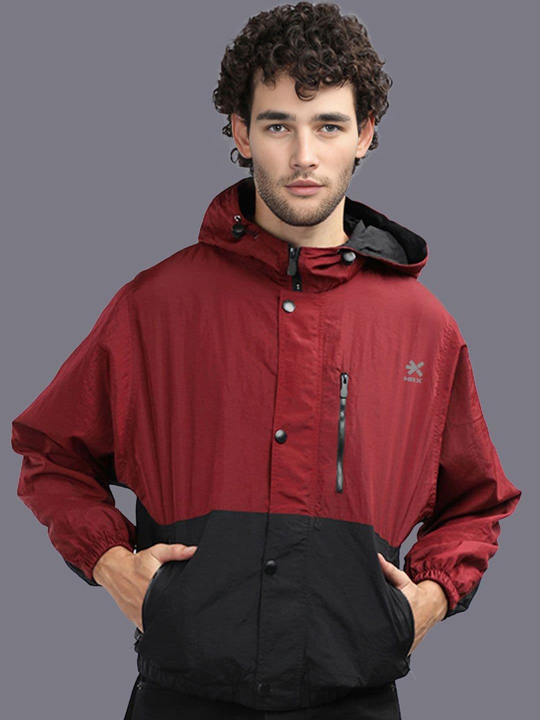 HRX by Hrithik Roshan Men Hooded Colourblocked Casual Windcheater Sporty Jacket - view 1