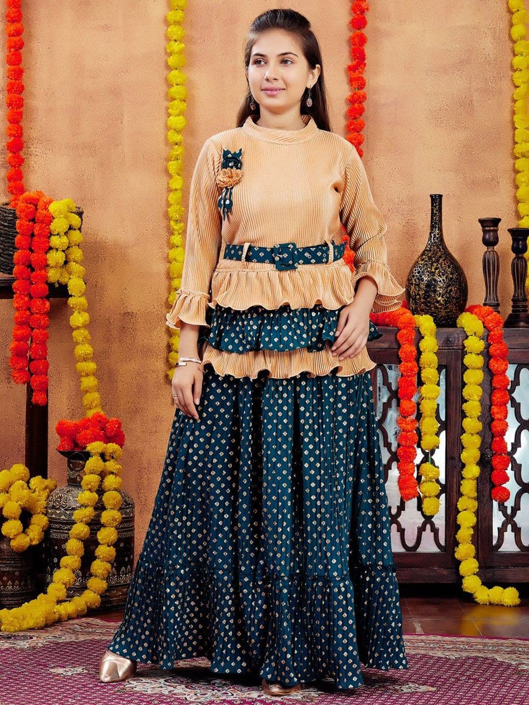 Aarika Girls Printed Ready to Wear Lehenga & - view 1