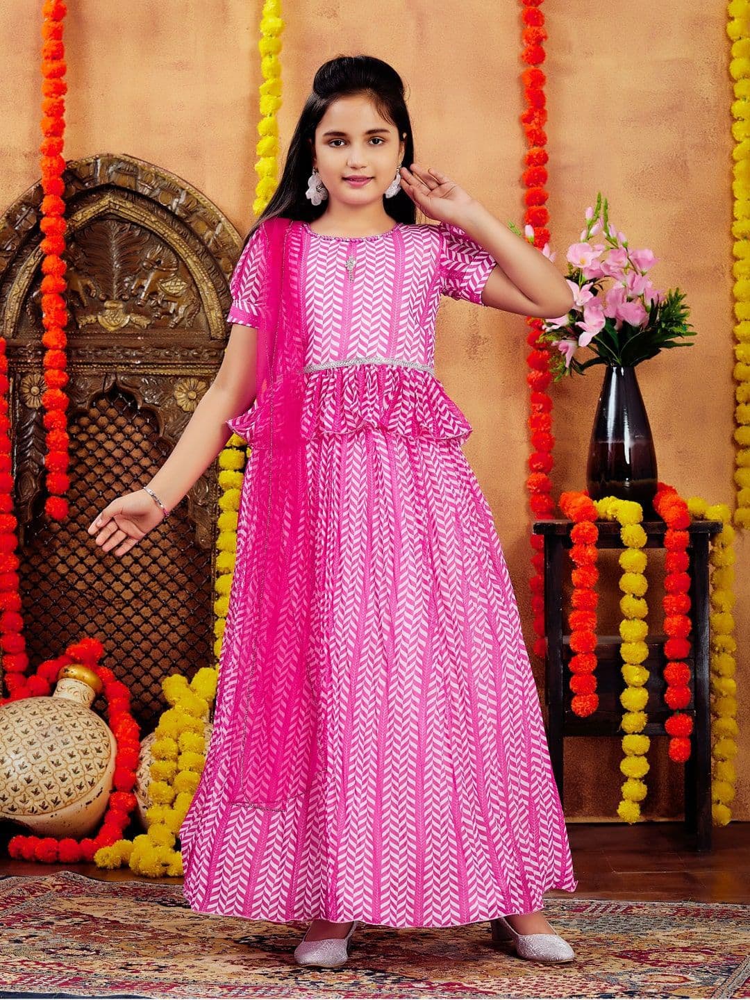Aarika Girls Printed Ready to Wear Lehenga & Blouse With Dupatta - view 1