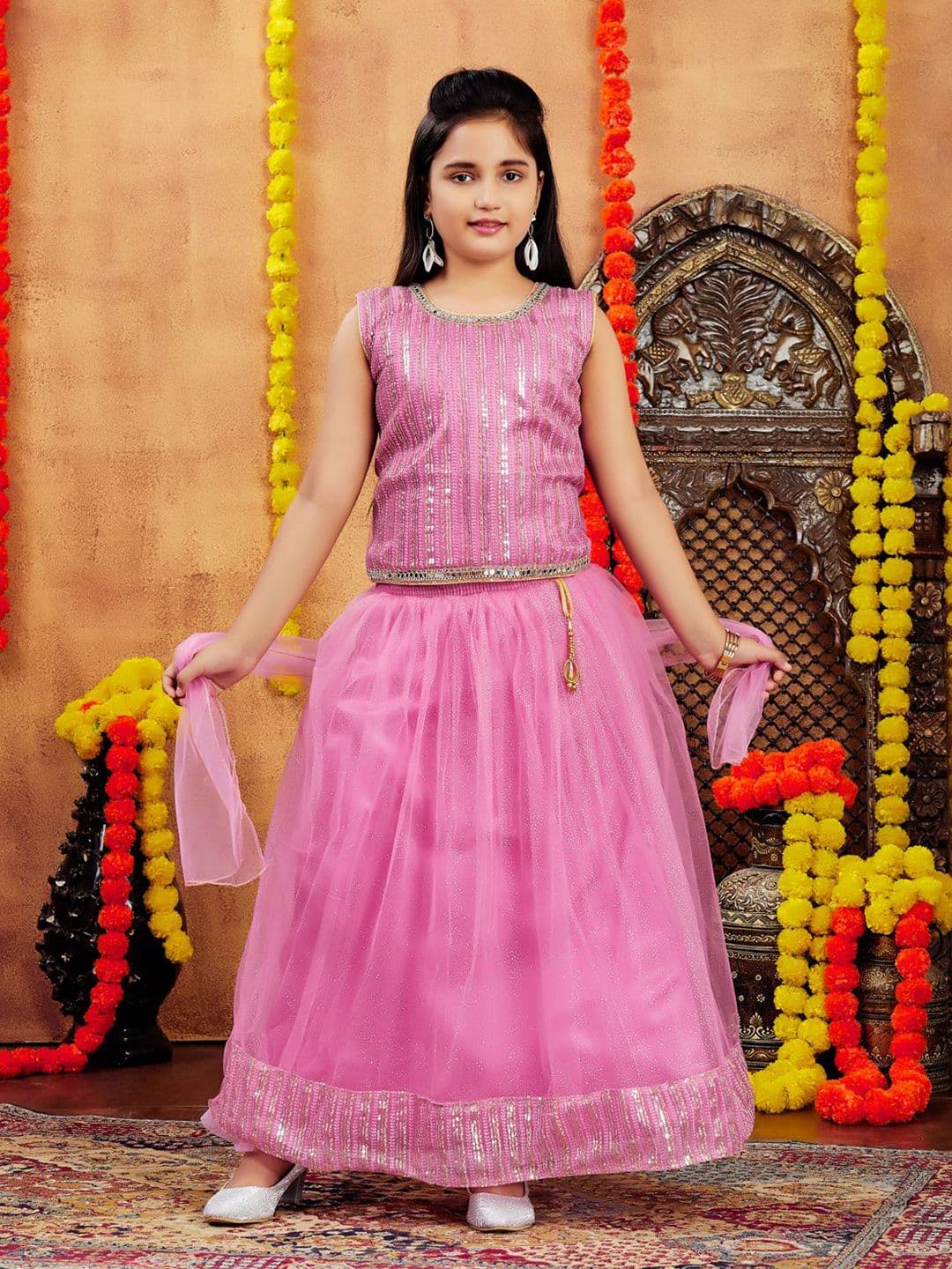Aarika Girls Embellished Ready to Wear Lehenga & - view 1
