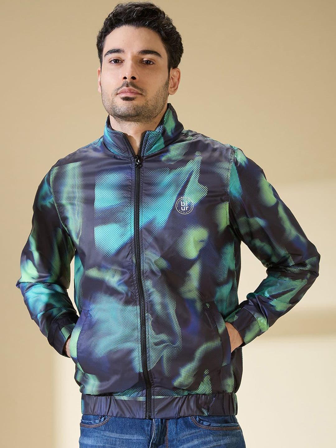 Being Human Men Mock Collar Abstract Printed Casual Bomber Jacket - view 1