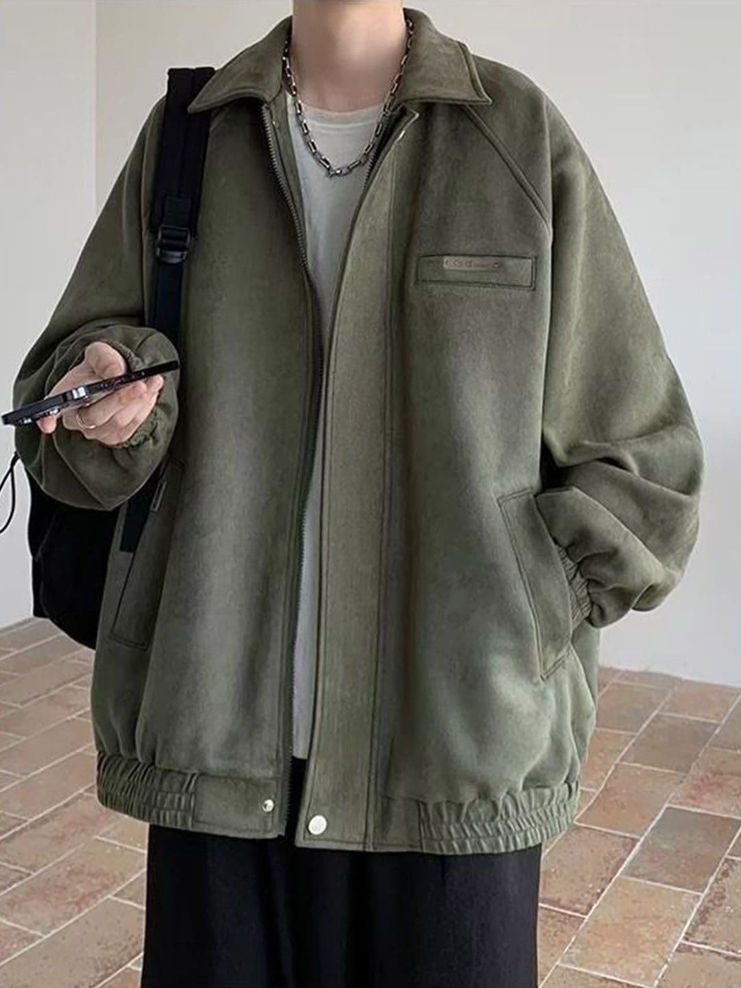 HERE&NOW Men Spread Collar Solid Casual Bomber Jacket - view 1