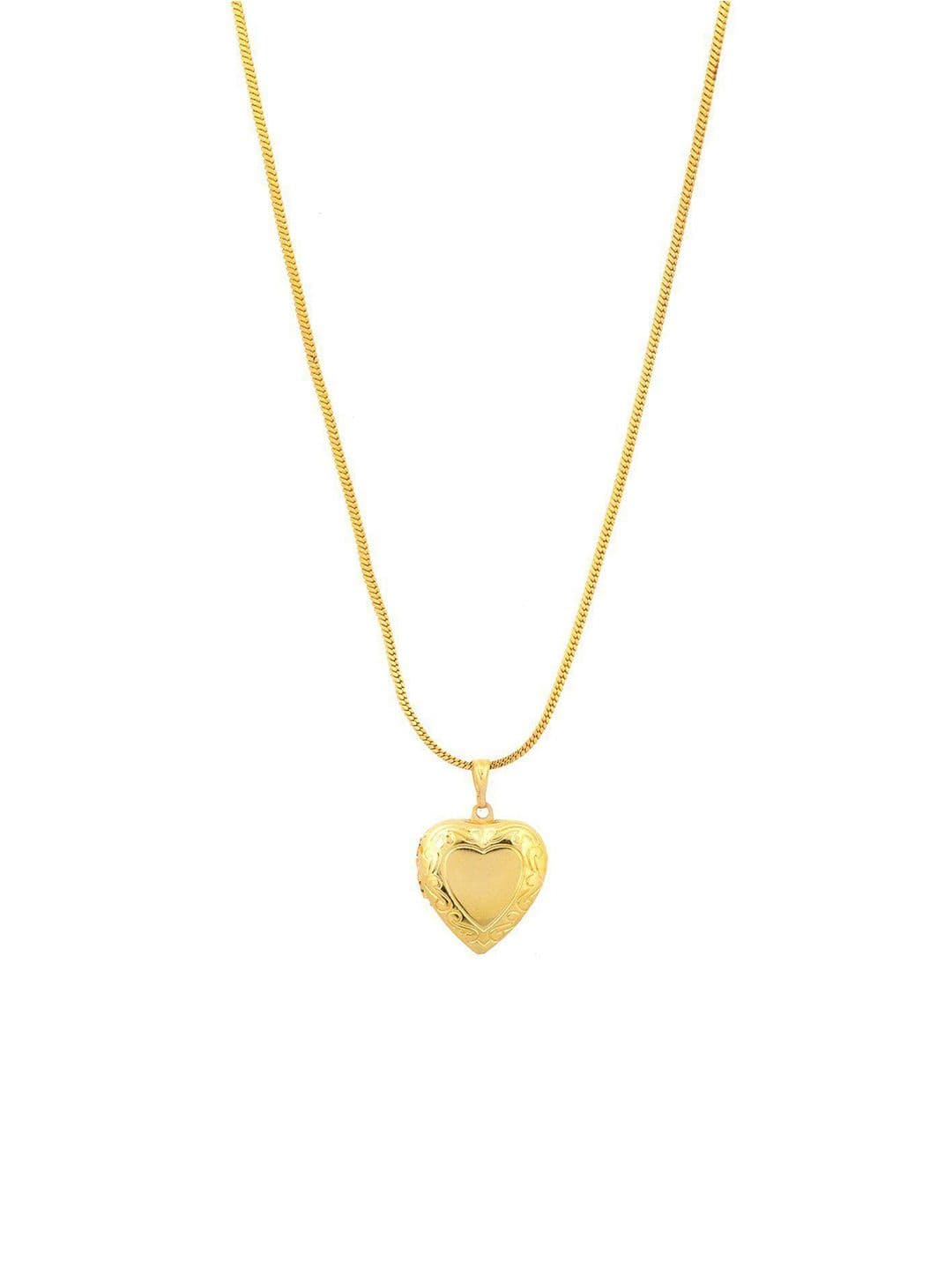 MEMOIR 22 KT Gold-Plated Heart Shape Locket Pendant With Chain - view 1