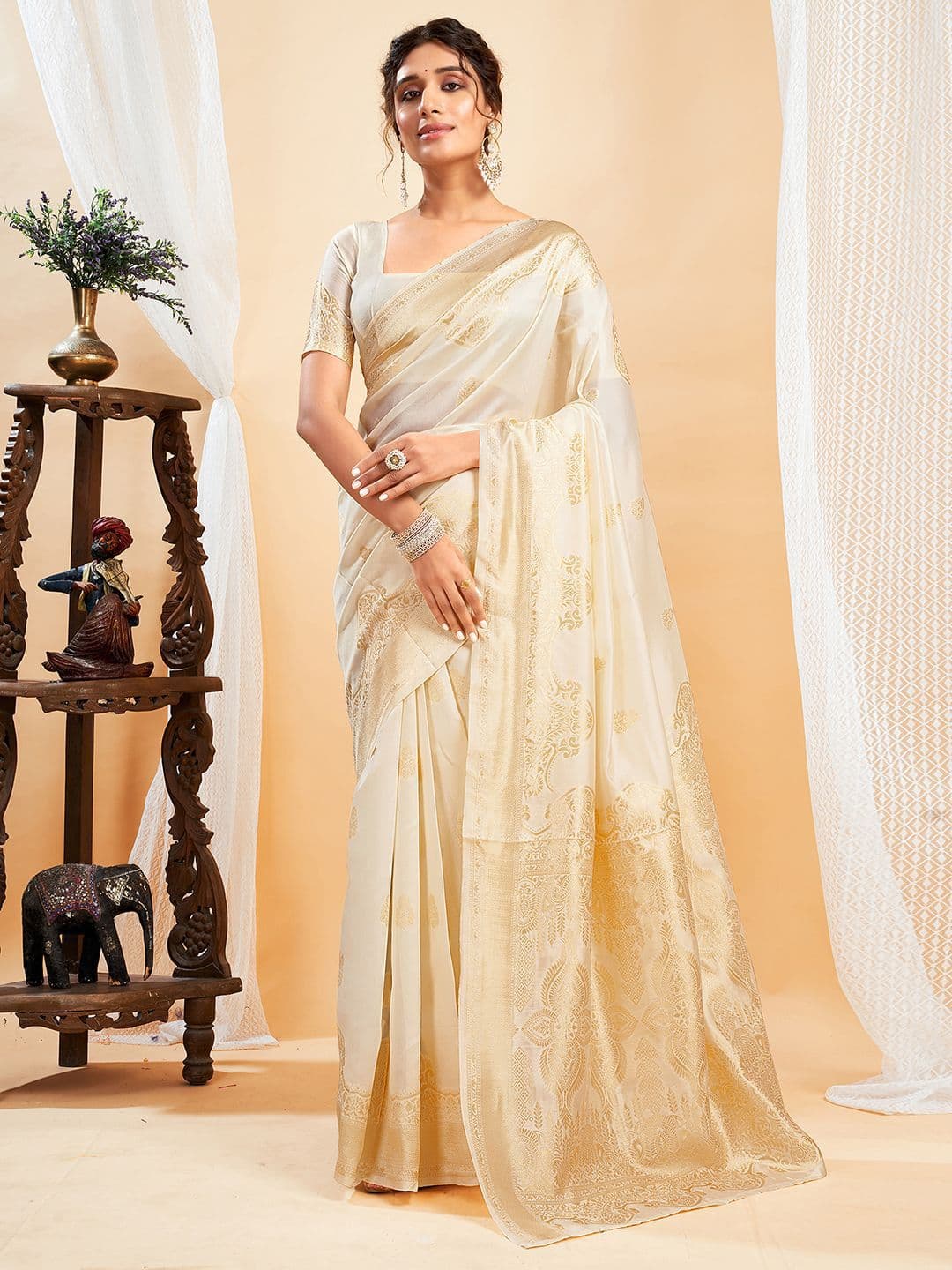 KALINI Woven Design Banarasi Saree With Blouse Piece - view 1