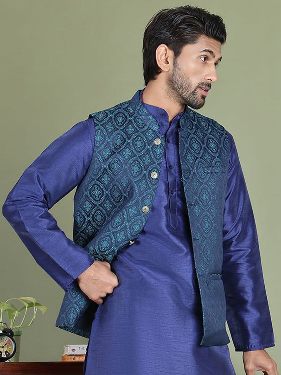 Jompers Men Woven Design Nehru Jacket - view 1