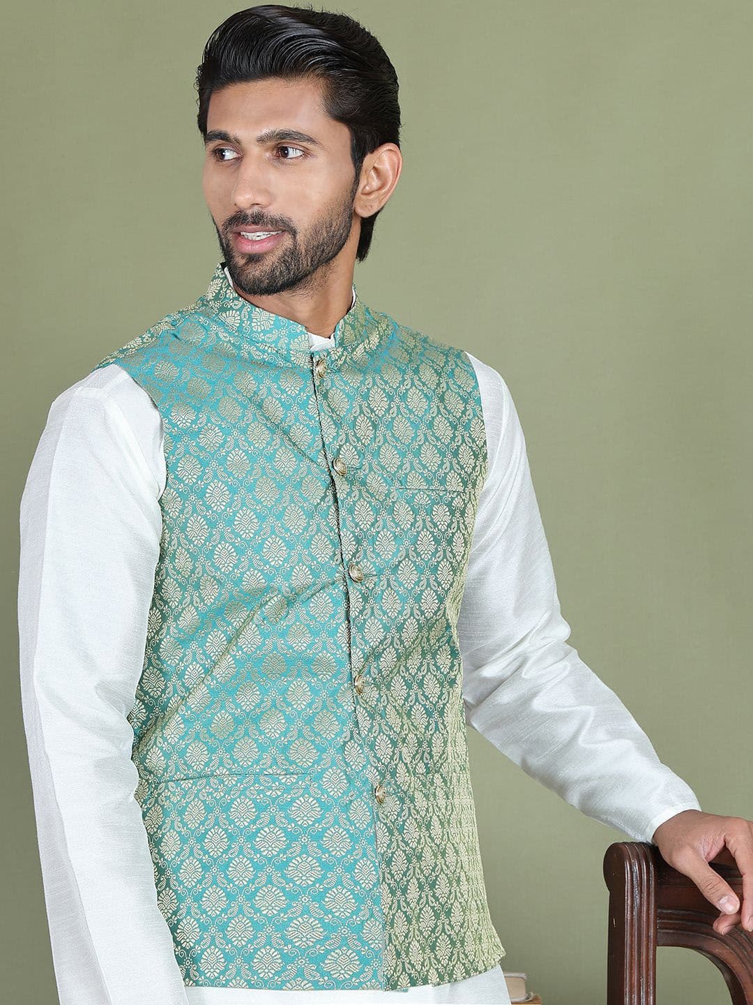 Jompers Men Woven Design Nehru Jacket - view 1