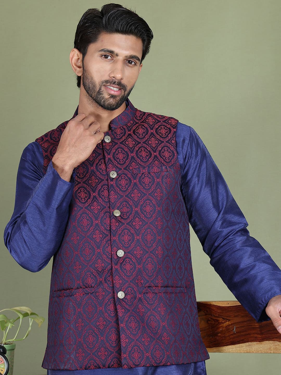 Jompers Men Woven Design Nehru Jacket - view 1