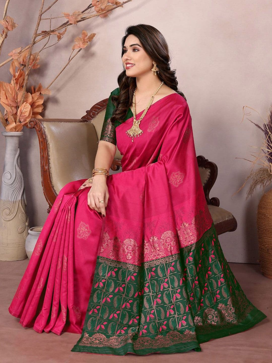 DIKONA DESIGNER Ethnic Motifs Zari Kanjeevaram Saree - view 1