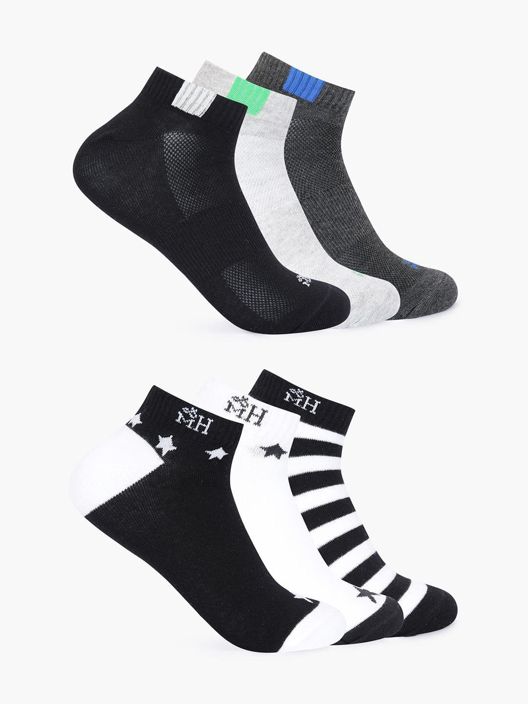 Mast & Harbour Men Pack Of 6 Patterned Above Ankle -Length Socks - view 1
