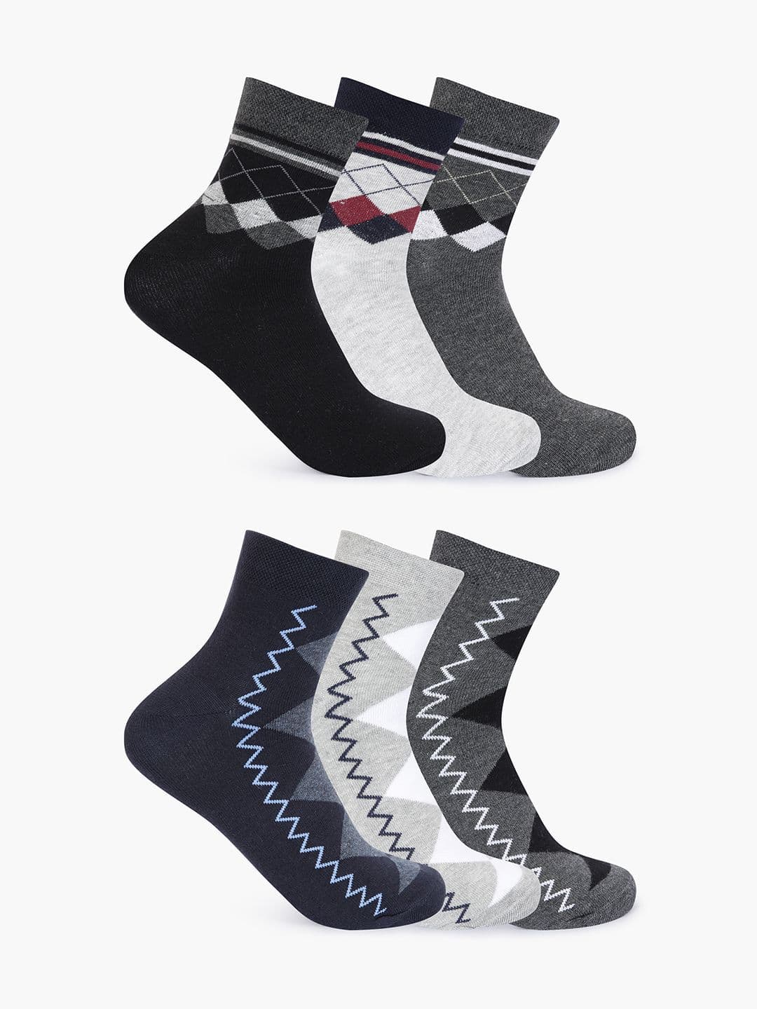Mast & Harbour Unisex Pack Of 6 Patterned Above Ankle Socks - view 1